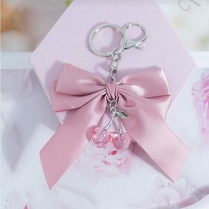 🎀Pink Bow Keychain with Cherry Charm🎀